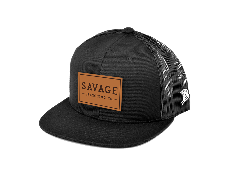 
            
                Load image into Gallery viewer, Branded Bills - Savage Logo Badge Black Flat Trucker
            
        